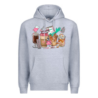Heather Grey Nurse Coffee Cups Premium Hoodie - FaDigitalArtStudio