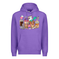 Purple Nurse Coffee Cups Premium Hoodie - FaDigitalArtStudio