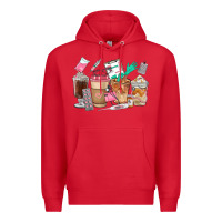 Red Nurse Coffee Cups Premium Hoodie - FaDigitalArtStudio