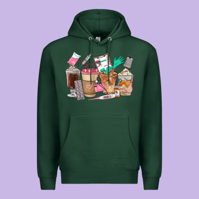 Nurse Coffee Cups Premium Hoodie Designed By Fadigitalartstudio