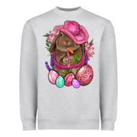 Heather Grey Cowboy Rabbit Easter Heavyweight Sweatshirt - BundleAndBundleShop
