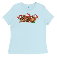 Baby Blue christmas red angus cows Ladies Tee - LillyAllenDesigns