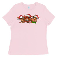 Bubblegum Pink christmas red angus cows Ladies Tee - LillyAllenDesigns