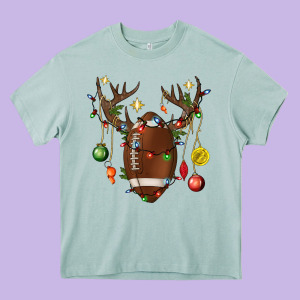 American Football Horn Christmas Heavy Core Tee Designed By Bundleandbundleshop