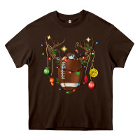 Chocolate Brown American Football Horn Christmas Heavy Core Tee - BundleAndBundleShop