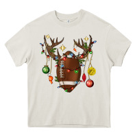 Cream American Football Horn Christmas Heavy Core Tee - BundleAndBundleShop