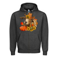 Charcoal Heather fall goat Zipper Hoodie - LillyAllenDesigns