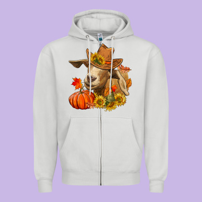 Fall Goat Zipper Hoodie Designed By Lillyallendesigns