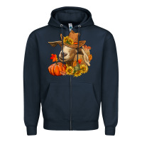 Navy fall goat Zipper Hoodie - LillyAllenDesigns