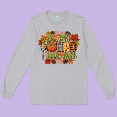 Oh My Gourd I Love Fall Long Sleeve Tee Designed By Cowgirlartshop
