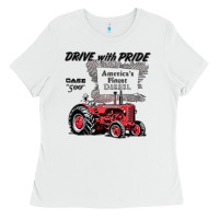 White vintage case tractors ad Ladies Tee - lanVoArt
