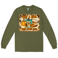 Army Green just a girl who loves fall cowhide background Long Sleeve Tee - Jasminsmagicworld
