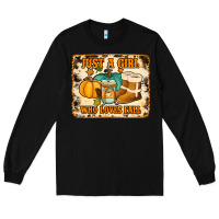 Black just a girl who loves fall cowhide background Long Sleeve Tee - Jasminsmagicworld