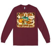 Burgundy just a girl who loves fall cowhide background Long Sleeve Tee - Jasminsmagicworld
