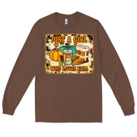 Chestnut just a girl who loves fall cowhide background Long Sleeve Tee - Jasminsmagicworld