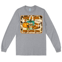 Heather Grey just a girl who loves fall cowhide background Long Sleeve Tee - Jasminsmagicworld