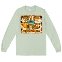 Matcha just a girl who loves fall cowhide background Long Sleeve Tee - Jasminsmagicworld