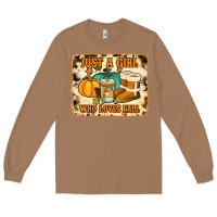 Toasted Coconut just a girl who loves fall cowhide background Long Sleeve Tee - Jasminsmagicworld