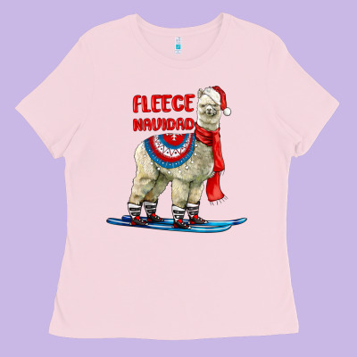Fleece Navidad Alpaca Ladies Tee Designed By Lillyallendesigns