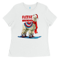 White Fleece Navidad Alpaca Ladies Tee - LillyAllenDesigns