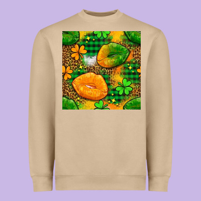Irish Lips Seamless Pattern Digital Paper Heavyweight Sweatshirt Designed By Bundleandbundleshop
