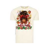 Santas Favorite Pharmacist Afro Messy Bun Vintage Tee | Teevron