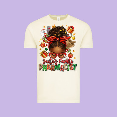 Santas Favorite Pharmacist Afro Messy Bun Vintage Tee Designed By Texasbilliewilder