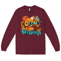 Burgundy count your blessings Long Sleeve Tee - CowGirlArtShop