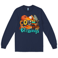 Navy count your blessings Long Sleeve Tee - CowGirlArtShop