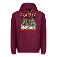 Burgundy Rockin Around The Christmas Tree Rodeo Premium Hoodie - FaDigitalArtStudio