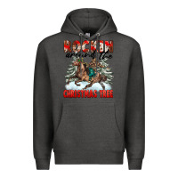 Charcoal Heather Rockin Around The Christmas Tree Rodeo Premium Hoodie - FaDigitalArtStudio