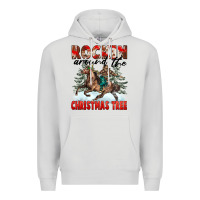 Dove Grey Rockin Around The Christmas Tree Rodeo Premium Hoodie - FaDigitalArtStudio