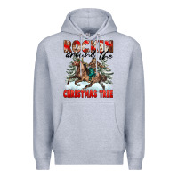 Heather Grey Rockin Around The Christmas Tree Rodeo Premium Hoodie - FaDigitalArtStudio