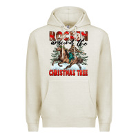 Oatmeal Heather Rockin Around The Christmas Tree Rodeo Premium Hoodie - FaDigitalArtStudio