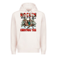 Pale Pink Rockin Around The Christmas Tree Rodeo Premium Hoodie - FaDigitalArtStudio