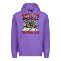 Purple Rockin Around The Christmas Tree Rodeo Premium Hoodie - FaDigitalArtStudio