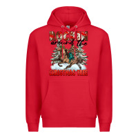 Red Rockin Around The Christmas Tree Rodeo Premium Hoodie - FaDigitalArtStudio