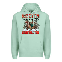 Seafoam Rockin Around The Christmas Tree Rodeo Premium Hoodie - FaDigitalArtStudio