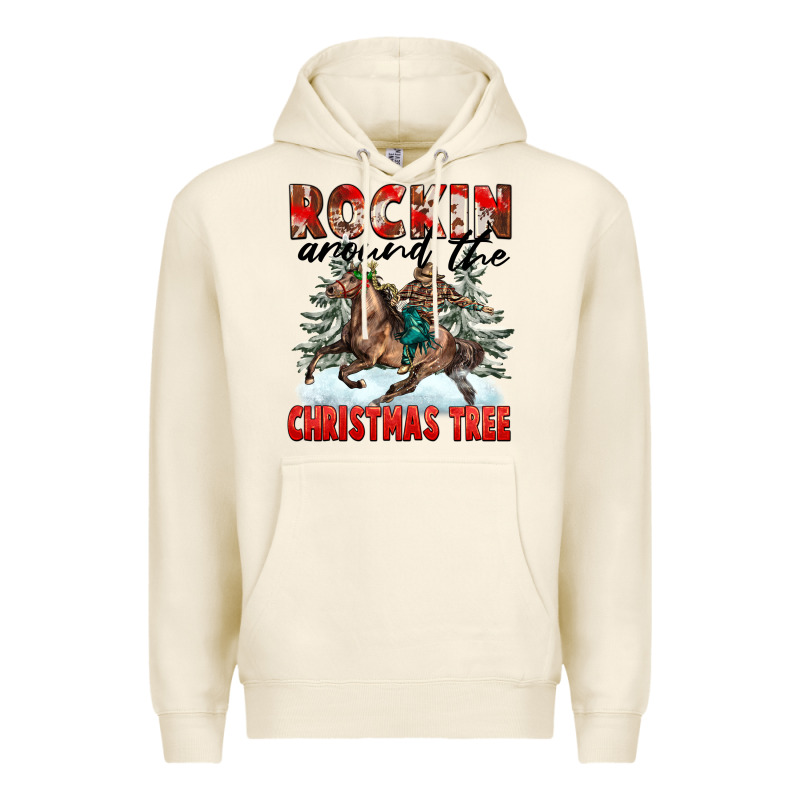 Rockin Around The Christmas Tree Rodeo Premium Hoodie by FaDigitalArtStudio | Teevron