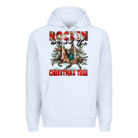 White Rockin Around The Christmas Tree Rodeo Premium Hoodie - FaDigitalArtStudio