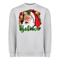 Heather Grey Believe And Santa Heavyweight Sweatshirt - BundleAndBundleShop