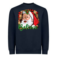 Navy Believe And Santa Heavyweight Sweatshirt - BundleAndBundleShop