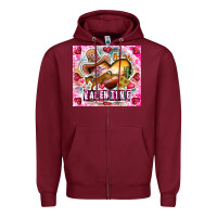 Burgundy Be Mine Valentine Zipper Hoodie - CowhideDigitalArt