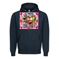 Navy Be Mine Valentine Zipper Hoodie - CowhideDigitalArt