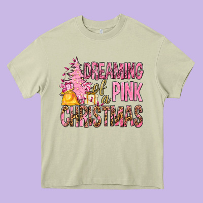 Dreaming Of A Pink Christmas Heavy Core Tee Designed By Bundleandbundleshop