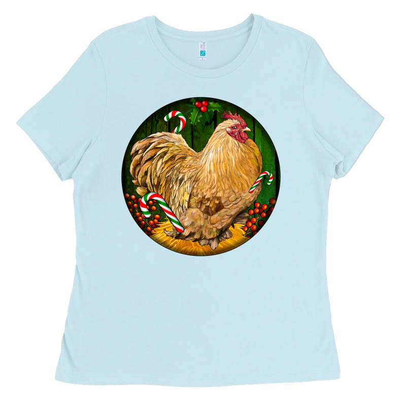 Cochin Rooster Christmas Ladies Tee by LillyAllenDesigns | Teevron
