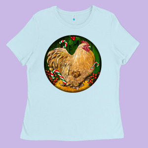 Cochin Rooster Christmas Ladies Tee Designed By Lillyallendesigns