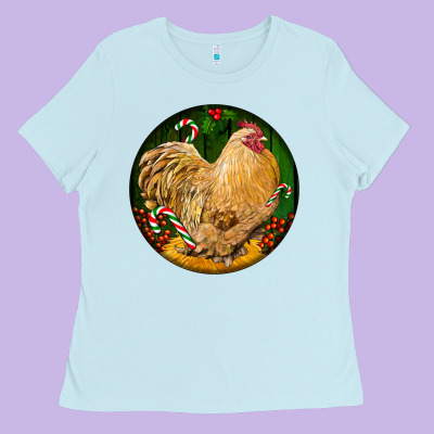 Cochin Rooster Christmas Ladies Tee Designed By Lillyallendesigns