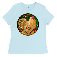 Baby Blue cochin rooster christmas Ladies Tee - LillyAllenDesigns