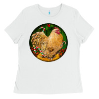 White cochin rooster christmas Ladies Tee - LillyAllenDesigns